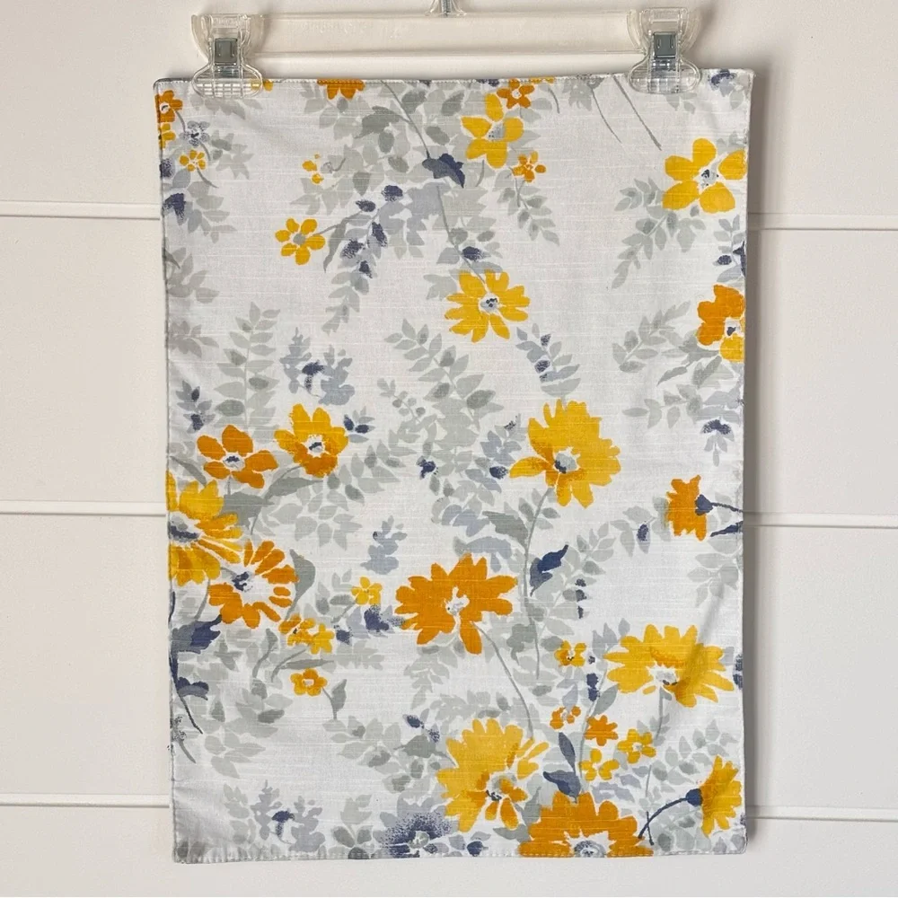 Nicole Miller Yellow and Blue Floral Reversible Stripe Cotton Placemats Set of 6